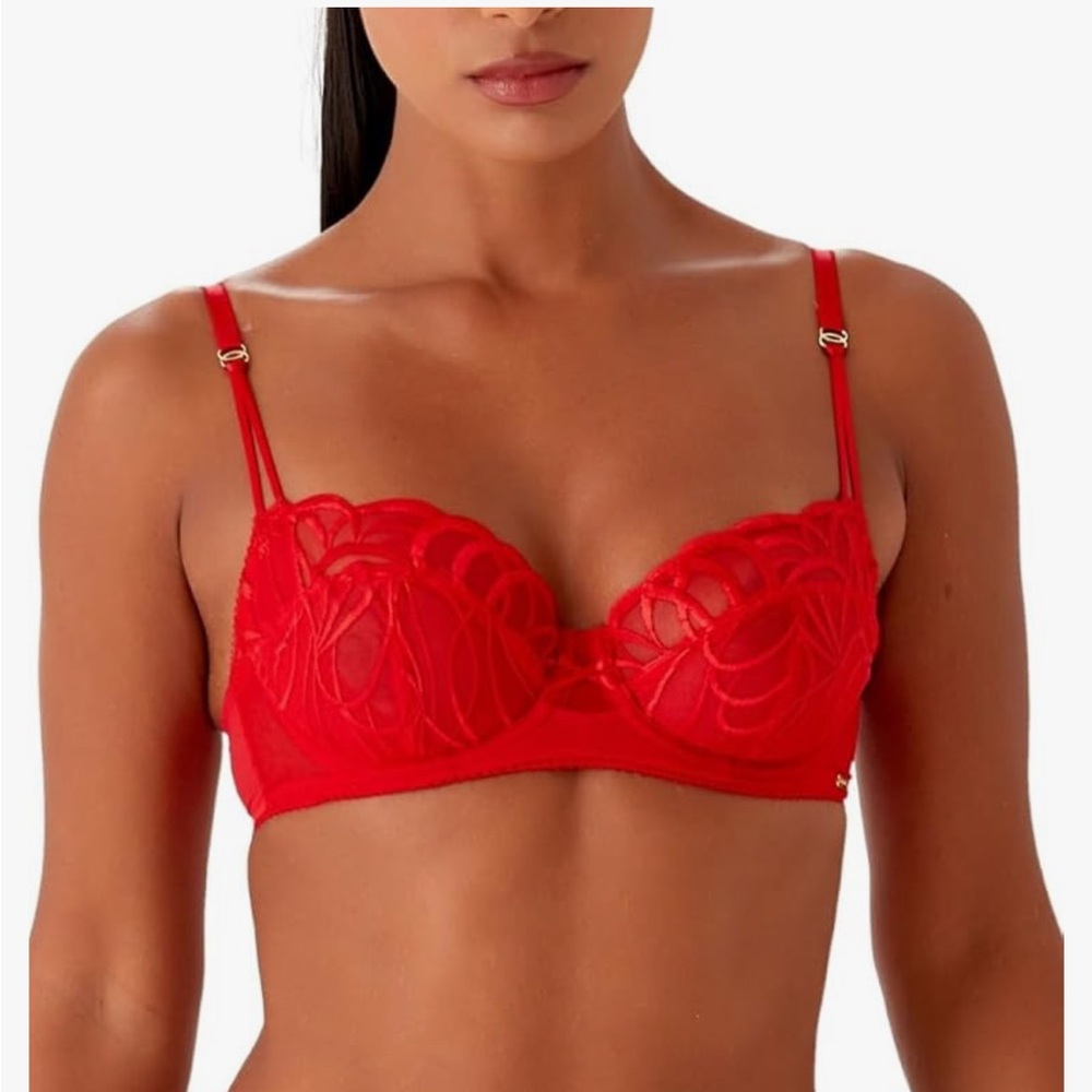 Gossard Lace Fiesta Non Padded Balconette Bra Red‎ Size 32C